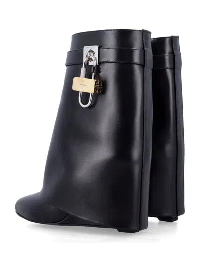 Givenchy Draped Design Black Boots With Pointed Toe And Signature Buckle In Black