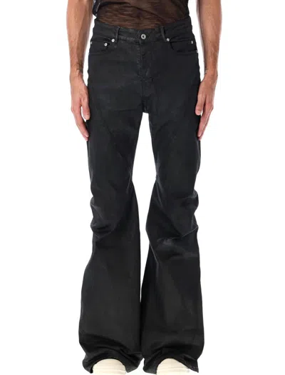 Rick Owens Drkshdw Flare Stitched Pockets Belted Trousers In Black