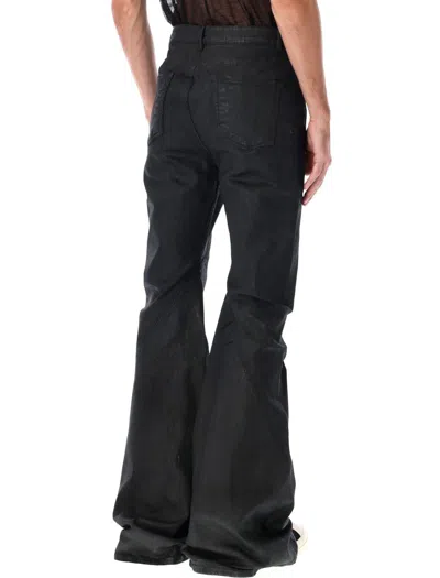 Rick Owens Drkshdw Flare Stitched Pockets Belted Trousers In Black