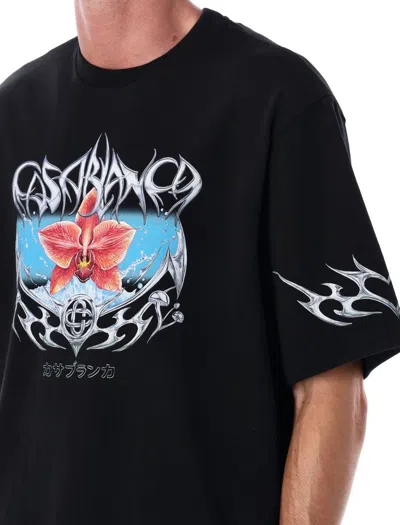 Casablanca Blades Printed Organic Cotton-jersey T-shirt In Black