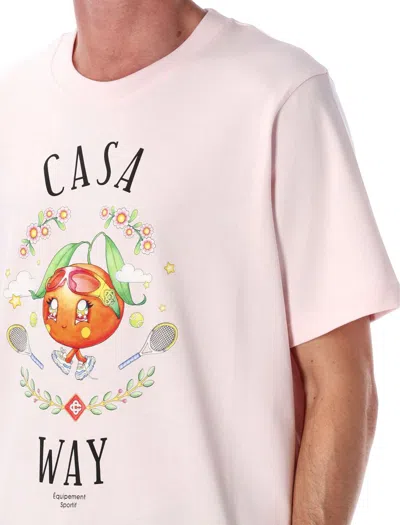 Casablanca Pale Pink Casa Way Orange Mascot T-shirt In Gold