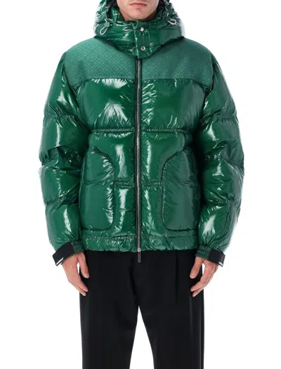 Casablanca Quilted Down-feather Jacket With Glossy Finish In Green
