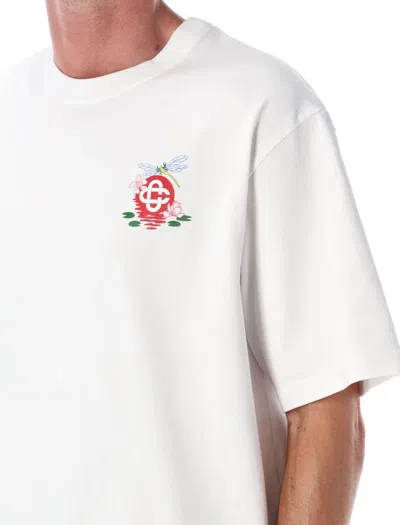 Casablanca Oversized T-shirt With Dragonfly Floral Print In White