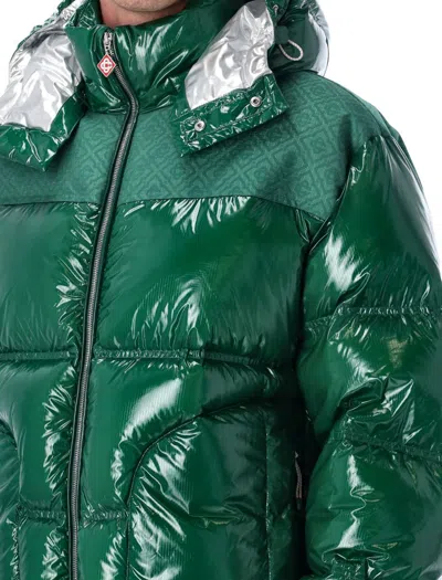 Casablanca Quilted Down-feather Jacket With Glossy Finish In Green