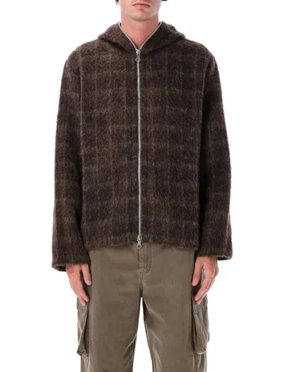 Our Legacy Embroidered Wool Blend V-neck Cardigan With Front Pockets