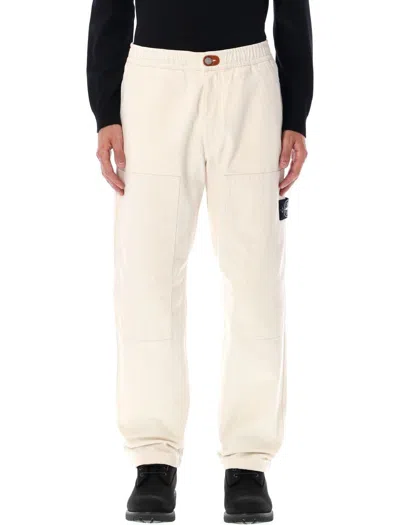 Stone Island Natural Cotton Gabardine Raw Beauty Chino Trousers In Neutral