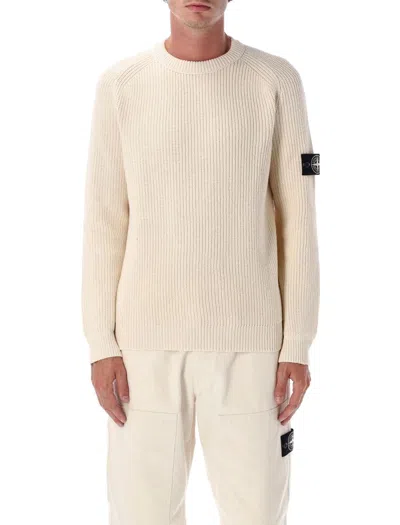 Stone Island White Crewneck Pullover In Neutral