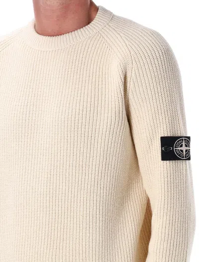 Stone Island White Crewneck Pullover In Neutral