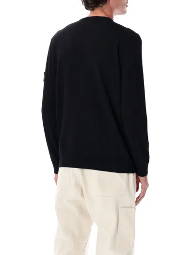 Stone Island Heavy Cotton Crewneck Sweatshirt In Black