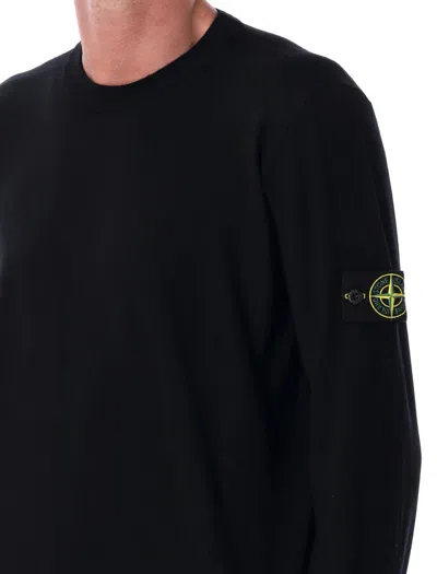 Stone Island Heavy Cotton Crewneck Sweatshirt In Black