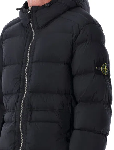 Stone Island Seamless Tunnel Hooded Down Jacket In Black