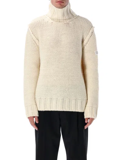 Mm6 Maison Margiela Mm6 By Maison Margiela Knit Turtleneck Sweater With Logo Patch In Neutral