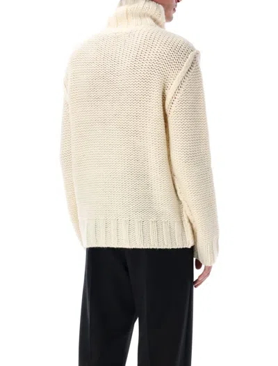 Mm6 Maison Margiela Mm6 By Maison Margiela Knit Turtleneck Sweater With Logo Patch In Neutral