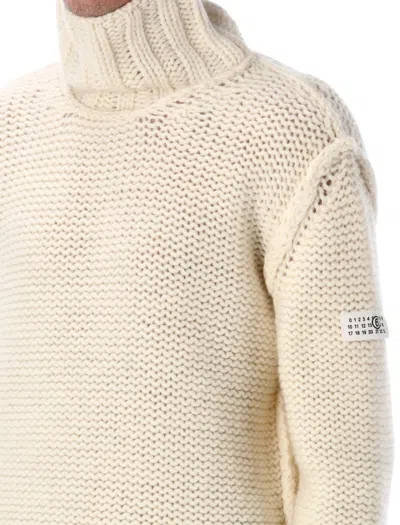Mm6 Maison Margiela Mm6 By Maison Margiela Knit Turtleneck Sweater With Logo Patch In Neutral