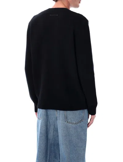 Mm6 Maison Margiela Mm6 By Maison Margiela Wool Taped Label Crewneck Sweater In Black