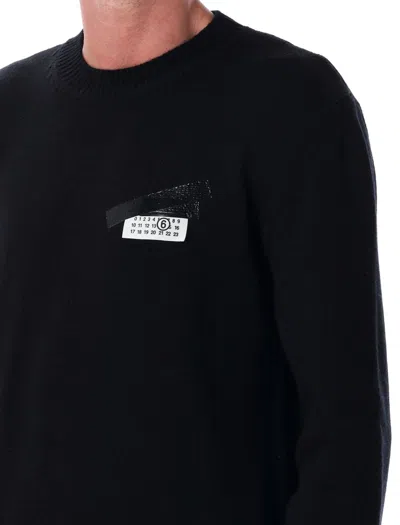 Mm6 Maison Margiela Mm6 By Maison Margiela Wool Taped Label Crewneck Sweater In Black