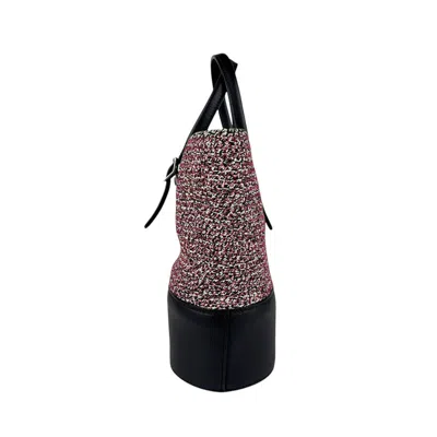 Pre-owned Balenciaga Black Pink White Cotton Leather Handbag Shoulder Bag ()