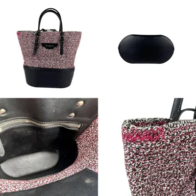 Pre-owned Balenciaga Black Pink White Cotton Leather Handbag Shoulder Bag ()