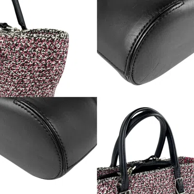 Pre-owned Balenciaga Black Pink White Cotton Leather Handbag Shoulder Bag ()