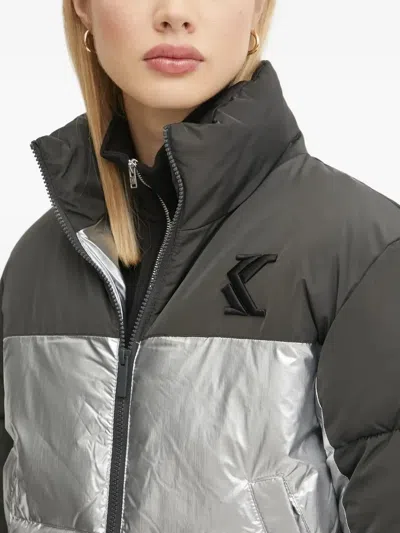 Karl Kani Metallic-panel Puffer Jacket In Black