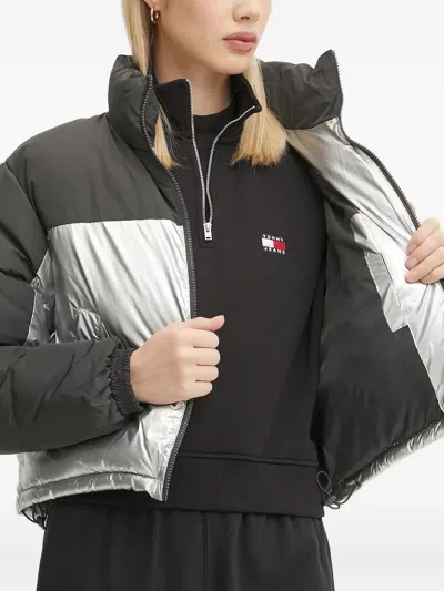 Karl Kani Metallic-panel Puffer Jacket In Black