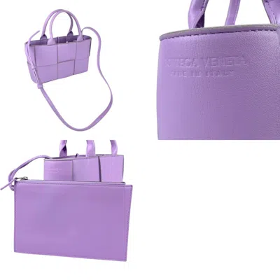 Pre-owned Bottega Veneta Purple Leather Handbag Shoulder Bag ()