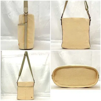 Pre-owned Burberry Beige Orange Canvas Shoulder Bag ()