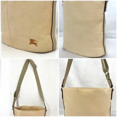 Pre-owned Burberry Beige Orange Canvas Shoulder Bag ()