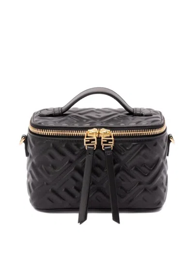 Fendi Black Calf Leather Bos Taurus Shoulder Bag In Black
