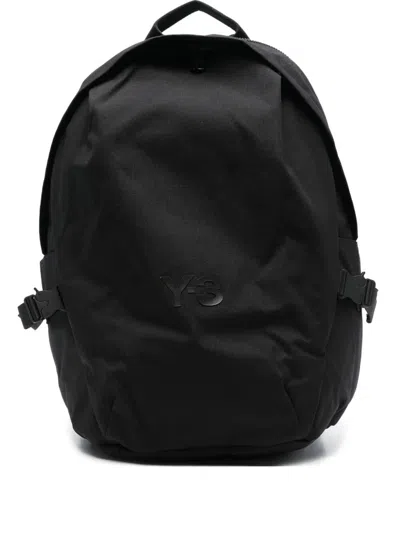 Y-3 Functional Cordura Backpack With Embossed Logo And Adjustable Features In Black