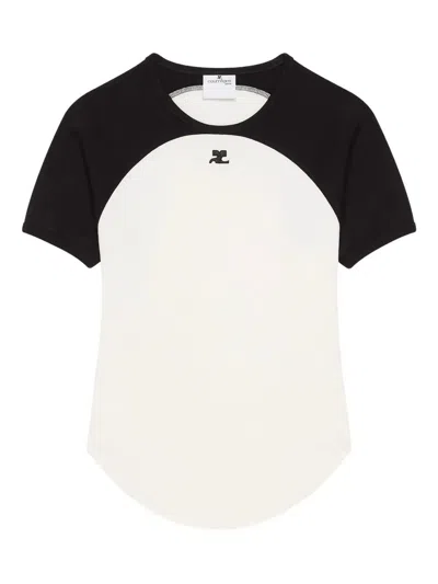 Courrèges Circle Contras T-shirt Woman Black And White In White