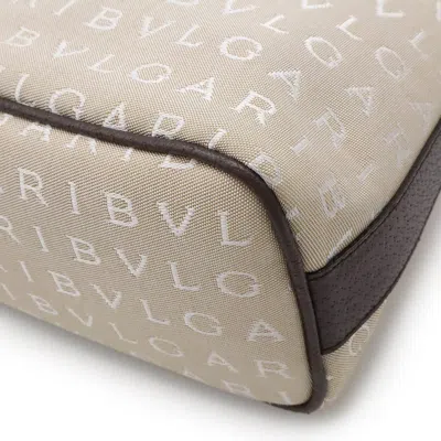 Pre-owned Bvlgari Beige Dark Brown Canvas Leather Shoulder Bag ()