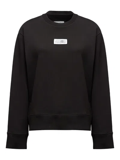 Mm6 Maison Margiela Logo Cotton Sweatshirt In Black