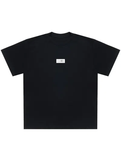 Mm6 Maison Margiela Black Round Neck Graphic T-shirt