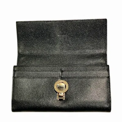 Pre-owned Bvlgari Black Leather Coin Purse/coin Case ()