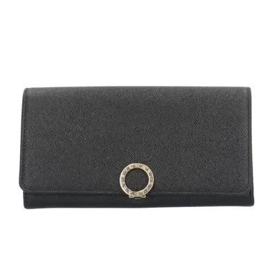 Pre-owned Bvlgari Black Leather Long Wallet (bi-fold) ()