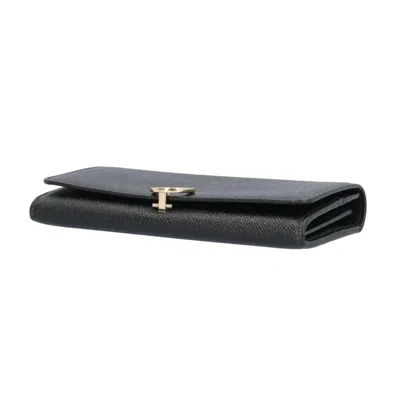 Pre-owned Bvlgari Black Leather Long Wallet (bi-fold) ()