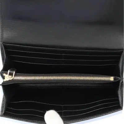 Pre-owned Bvlgari Black Leather Long Wallet (bi-fold) ()