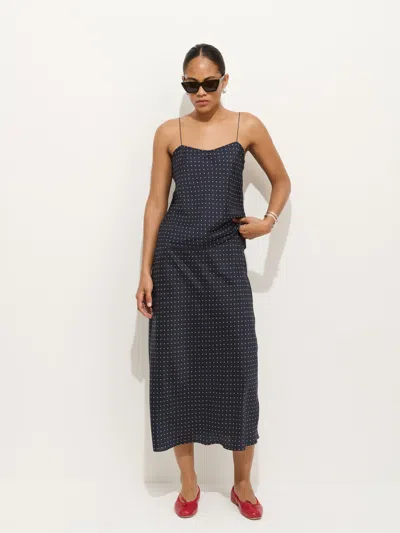 Alex Mill Amelia Polka Dot Skirt In Silk In Blue