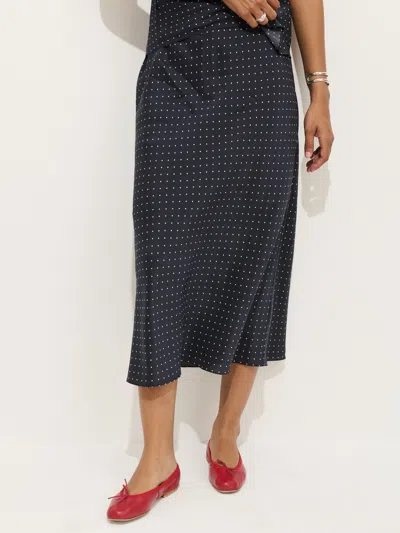 Alex Mill Amelia Polka Dot Skirt In Silk In Blue