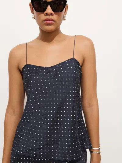 Alex Mill Amelia Polka Dot Top In Silk In Blue