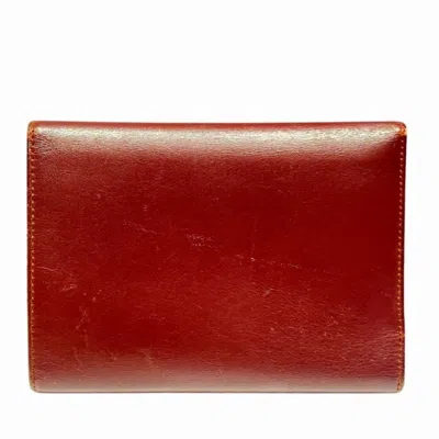 Pre-owned Cartier Must Bordeaux White Leather Coin Purse/coin Case ()