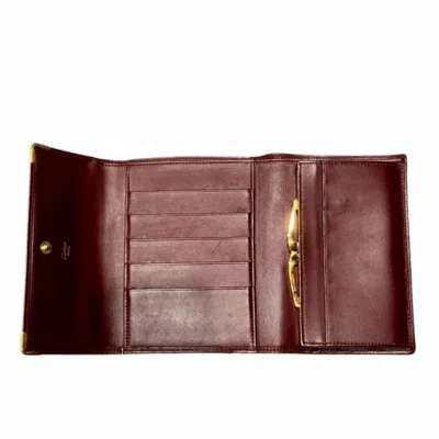 Pre-owned Cartier Must Bordeaux White Leather Coin Purse/coin Case ()