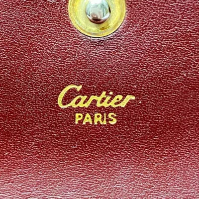 Pre-owned Cartier Must Bordeaux White Leather Coin Purse/coin Case ()