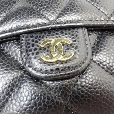 Pre-owned Chanel Black Grained Calfskin Wallet (tri-fold) ()