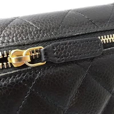 Pre-owned Chanel Black Grained Calfskin Wallet (tri-fold) ()