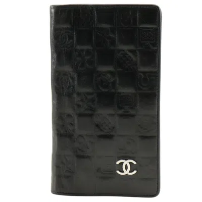Pre-owned Chanel Black Leather Long Wallet (bi-fold) ()