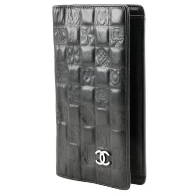 Pre-owned Chanel Black Leather Long Wallet (bi-fold) ()