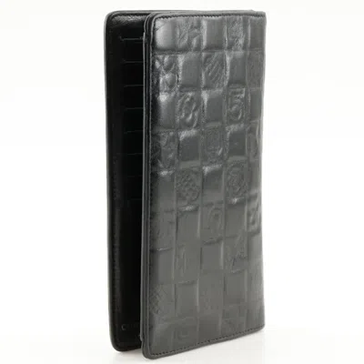 Pre-owned Chanel Black Leather Long Wallet (bi-fold) ()