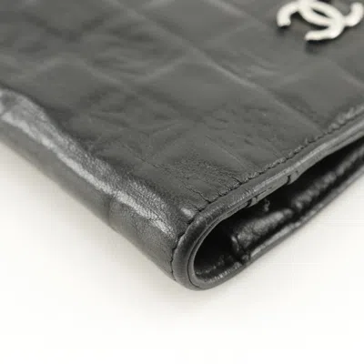 Pre-owned Chanel Black Leather Long Wallet (bi-fold) ()